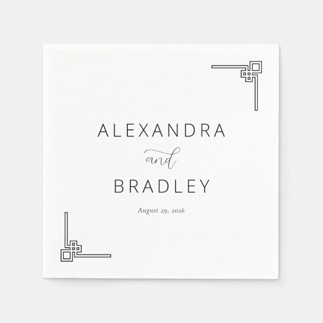 Elegant Black Geometric Minimalist Napkin (Front)