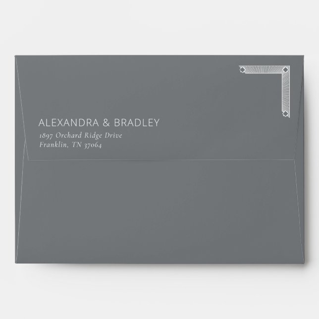 Elegant Black Geometric Motive Envelope (Back (Top Flap))