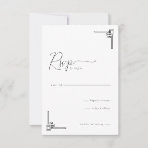 Elegant Black Geometric RSVP Card