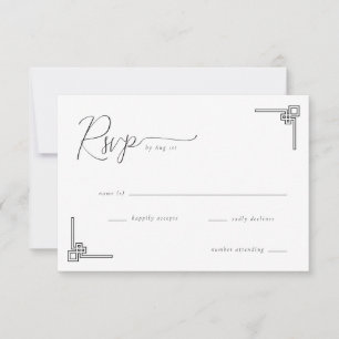 Elegant Black Geometric RSVP Card