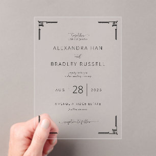 Elegant Black Geometric Wedding Invitation
