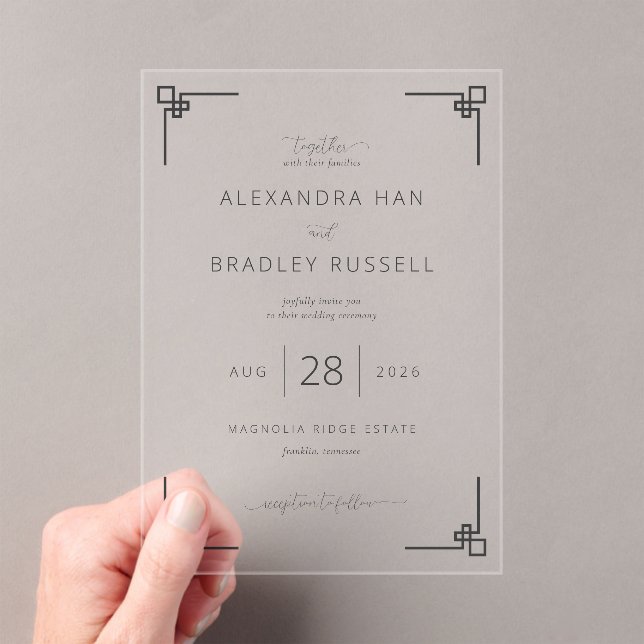 Elegant Black Geometric Wedding Invitations (Insitu (Handheld))