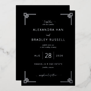 Elegant Black Geometric Wedding Invitations