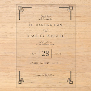 Elegant Black Geometric Wedding Invitations