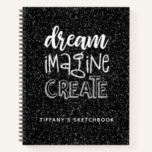Elegant Black Glitter Artist Sketchbook Notebook