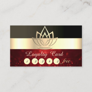 Elegant Black,Glittery Gold Lotus Loyalty Card