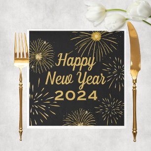 Elegant Black Gold 2027 Happy New Year Party Napkin