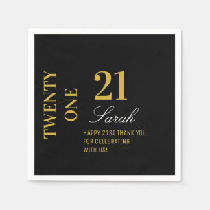 Elegant Black & Gold 21st Birthday Party Cocktail  Napkin