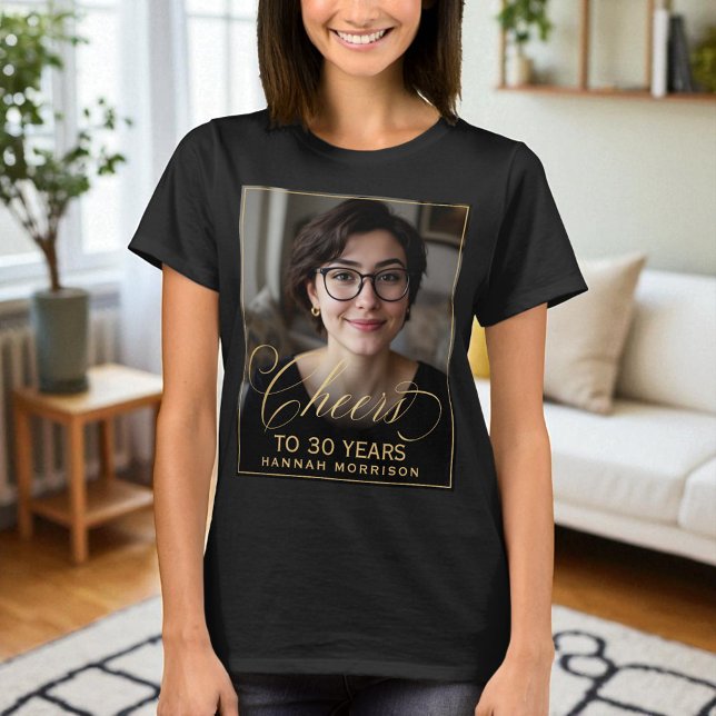 Elegant Black & Gold 30th Birthday Party Photo T-Shirt (Creator Uploaded)