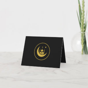 Elegant Black Gold 4" x 5.6" Eid Mubarak Card
