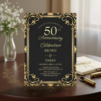 Elegant Black Gold 50th Anniversary Celebration In