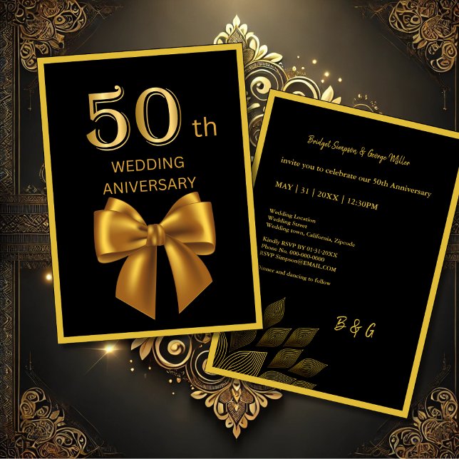 elegant black & Gold 50th anniversary wedding card (Creator Uploaded)