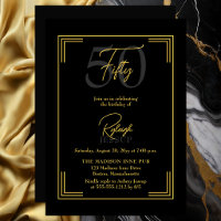 Elegant Black Gold 50th Birthday Art Deco Party