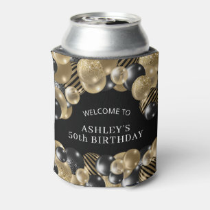 Elegant Black Gold 50th Birthday Party Can Cooler