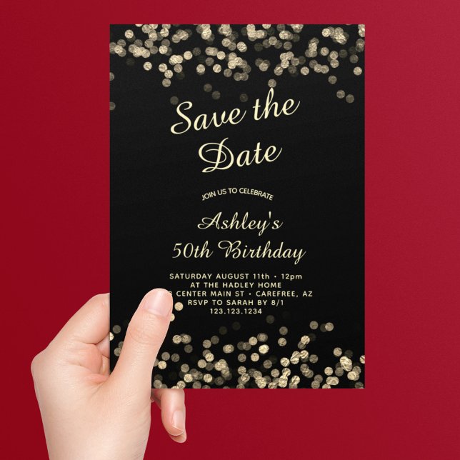 Elegant Black Gold 50th Birthday Save The Date (Creator Uploaded)