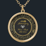 Elegant Black & Gold 50th Wedding Anniversary Gold Plated Necklace<br><div class="desc">Elegant black and gold 50th wedding anniversary</div>