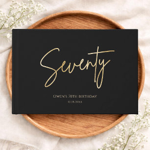 Elegant Black & Gold 70th Birthday Guest Book