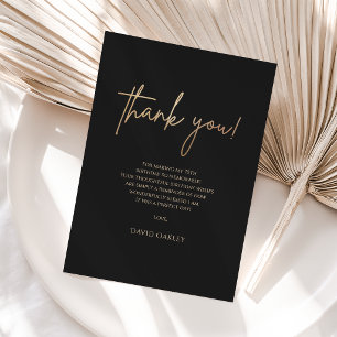 Elegant Black Gold 70th Birthday Thank You Card
