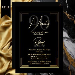 Elegant Black Gold 90th Birthday Art Deco Party
