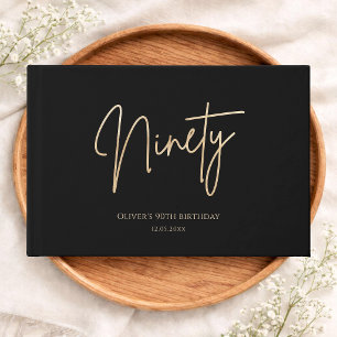 Elegant Black Gold 90th Birthday Guest Book