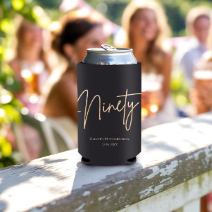 Elegant Black Gold 90th Birthday Party Can Cooler