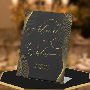 Elegant Black & Gold Advice and Wishes Pedestal Sign