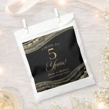 Elegant Black Gold Agate 5th Anniversary Party