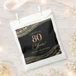 Elegant Black Gold Agate 80th Birthday Party Favour Bags<br><div class="desc">These are Elegant Black Gold Agate 80th Birthday Party Favour Bags!</div>