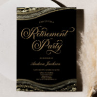 Elegant Black Gold Agate Retirement Party