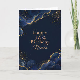 Elegant Black Gold Alcohol Ink Card
