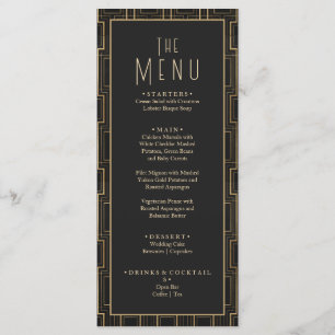 Elegant Black & Gold Art Deco Gatsby Wedding Menu
