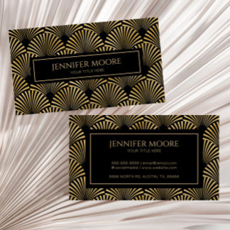 Elegant Black Gold Art Deco Pattern Custom  Business Card