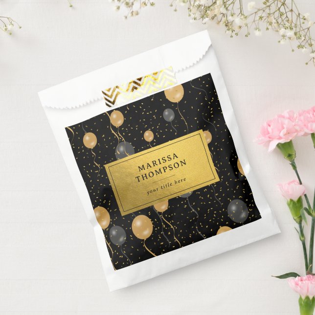 Elegant Black & Gold Balloons  Favour Bags (Sealed)