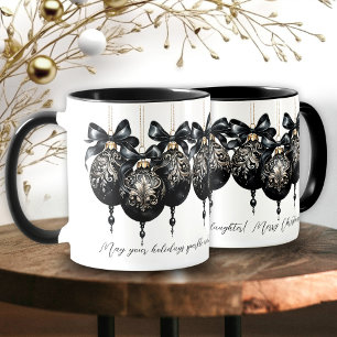 Elegant black gold baubles luxury Christmas quote Mug