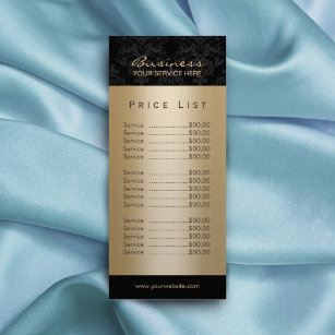 Elegant Black & Gold Beauty Salon Price List Rack Card
