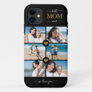 Elegant Black Gold Best Mom Ever 6 Photo Collage Case-Mate iPhone Case