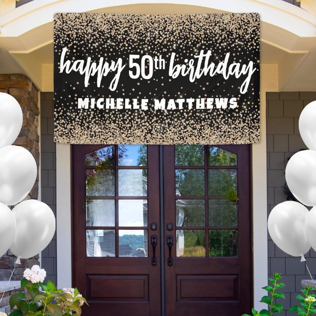 Elegant Black Gold Birthday Banner (Elegant Black Gold Birthday Banner )
