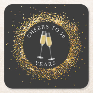 Elegant Black & Gold Birthday Coaster
