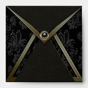 Elegant Black Gold Black Envelope