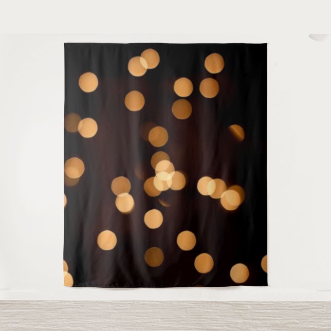 Elegant Black Gold Bokeh Photography Backdrop Tapestry (Front)