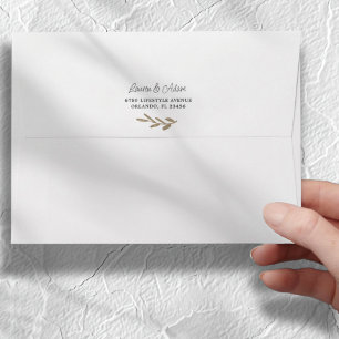 Elegant Black & Gold Botanical Return Address  Envelope