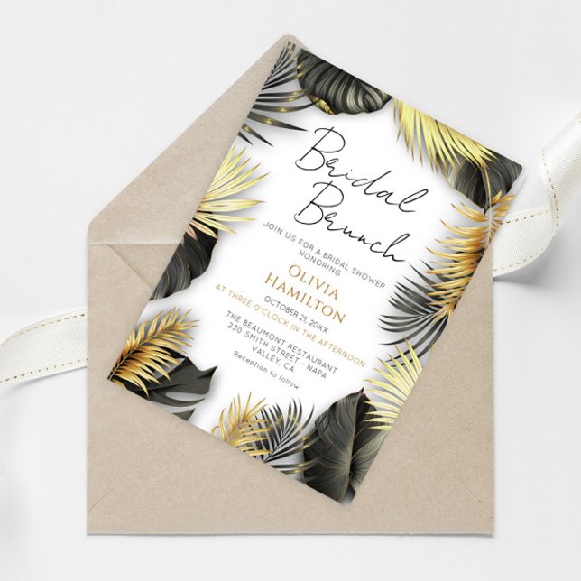 Elegant Black Gold Bridal Brunch Shower Wedding  Invitation (Creator Uploaded)