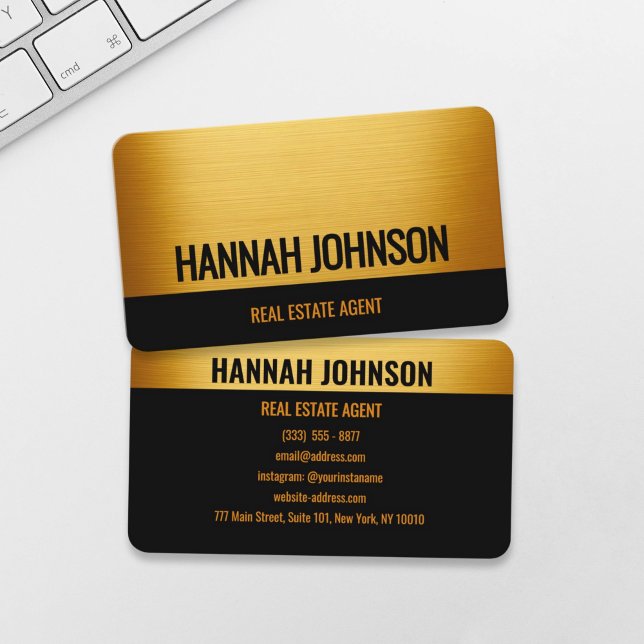 Elegant Black & Gold Brushed Metal Business Card (Creator Uploaded)
