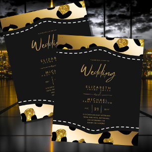 Elegant Black Gold Budget Wedding Invites