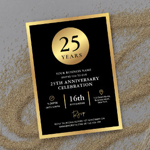 Elegant Black & Gold Business Anniversary Event Invitation
