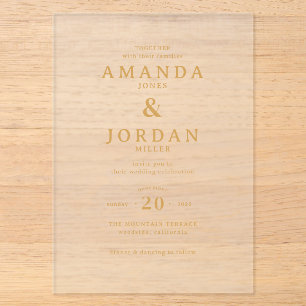 Elegant Black Gold Calligraphy Acrylic Invitations