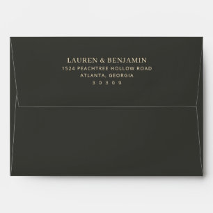 Elegant Black Gold Calligraphy Envelope