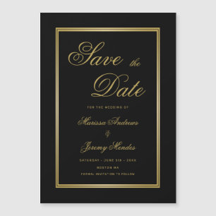 Elegant Black Gold Calligraphy Save the Date