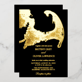 Elegant black gold Cape Cod Map Wedding