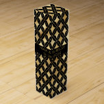 Elegant  Black & Gold Carnival Harlequin Custom Wine Box<br><div class="desc">Elegant favour boxes feature gold metallic retro carnival style harlequin diamonds pattern on black a background. Personalise with names,  dates or other special messages. Perfect for all sorts of special events  and celebrations.</div>
